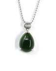 Baikalla Jewelry Jade Pendant Necklace Baikalla™ "Teardrop" Sterling Silver Real Green Jade Classic Pendant Necklace