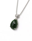 Baikalla Jewelry Jade Pendant Necklace Baikalla™ "Teardrop" Sterling Silver Real Green Jade Classic Pendant Necklace