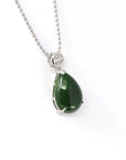 Baikalla Jewelry Jade Pendant Necklace Baikalla™ "Teardrop" Sterling Silver Real Green Jade Classic Pendant Necklace