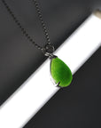 Baikalla Jewelry Jade Pendant Necklace Baikalla™ "Teardrop" Sterling Silver Real Green Jade Classic Pendant Necklace