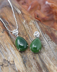 Baikalla Jewelry Jade Pendant Necklace Baikalla™ "Teardrop" Sterling Silver Real Green Jade Classic Pendant Necklace