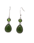 Baikalla Jewelry Silver Gemstone Earrings Baikalla™ "Classic Tear Drop" Sterling Silver Genuine Nephrite Green Jade Dangle Earrings