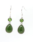 Baikalla Jewelry Silver Gemstone Earrings Baikalla™ "Classic Tear Drop" Sterling Silver Genuine Nephrite Green Jade Dangle Earrings