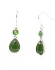 Baikalla Jewelry Silver Gemstone Earrings Baikalla™ "Classic Tear Drop" Sterling Silver Genuine Nephrite Green Jade Dangle Earrings