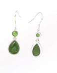 Baikalla Jewelry Silver Gemstone Earrings Baikalla™ "Classic Tear Drop" Sterling Silver Genuine Nephrite Green Jade Dangle Earrings