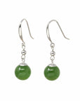 Baikalla Jewelry Silver Gemstone Earrings White Gold Color Baikalla "Classic Bead Earrings" Sterling Silver Genuine Nephrite Green Jade Dangle Earrings