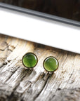 Baikalla Jewelry Silver Gemstone Earrings Baikalla™ 'Classic Studs" Gold Plated Sterling Silver Real Green Jade Stud Earrings