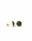 Baikalla Jewelry Silver Gemstone Earrings Baikalla™ 'Classic Studs" Gold Plated Sterling Silver Real Green Jade Stud Earrings