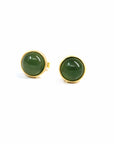 Baikalla Jewelry Silver Gemstone Earrings Baikalla™ 'Classic Studs" Gold Plated Sterling Silver Real Green Jade Stud Earrings