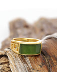 Baikalla Jewelry Jade Ring Baikalla™ "Classic Signet" Gold Plated Sterling Silver Real Green Jade Classic Men's Ring