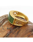 Baikalla Jewelry Jade Ring Baikalla™ "Classic Signet" Gold Plated Sterling Silver Real Green Jade Classic Men's Ring