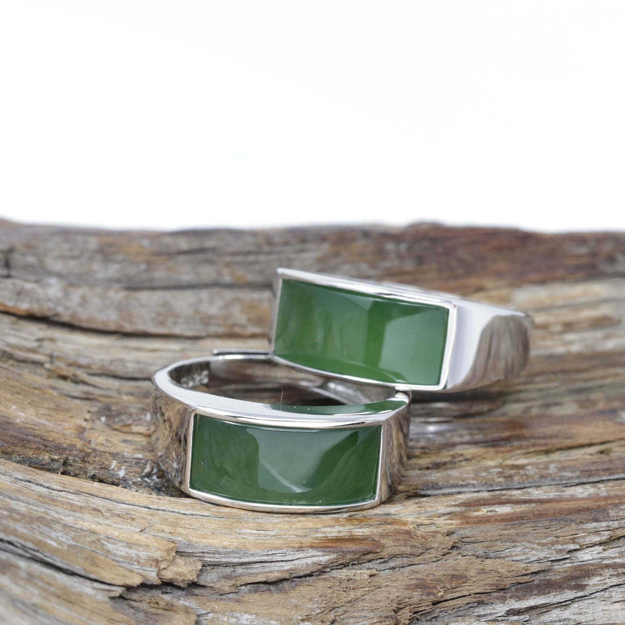 Baikalla Jewelry Jade Ring Baikalla™ "Signature Signet" Sterling Silver Real Green Nephrite Jade Classic Men's Ring