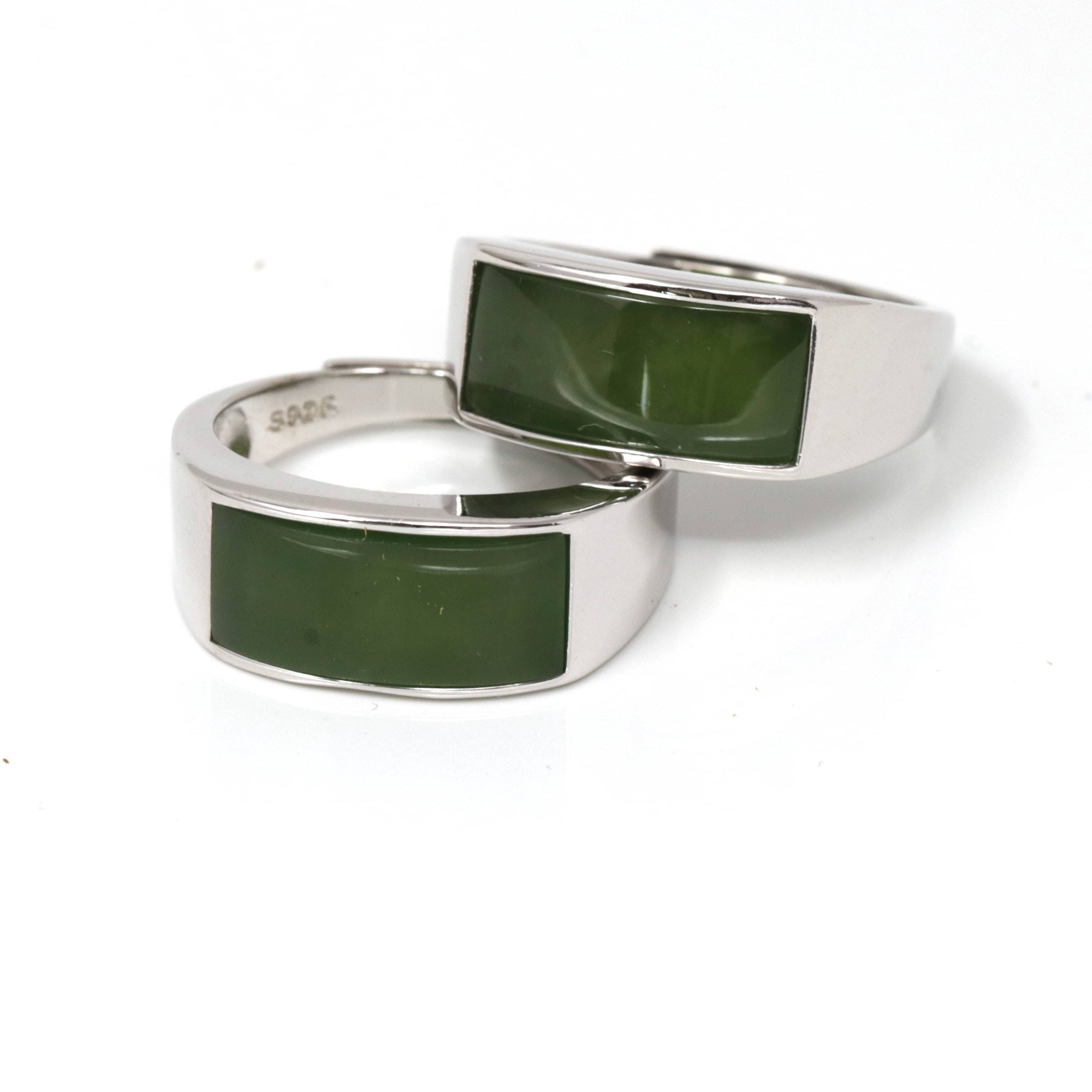 Baikalla Jewelry Jade Ring Baikalla™ "Signature Signet" Sterling Silver Real Green Nephrite Jade Classic Men's Ring