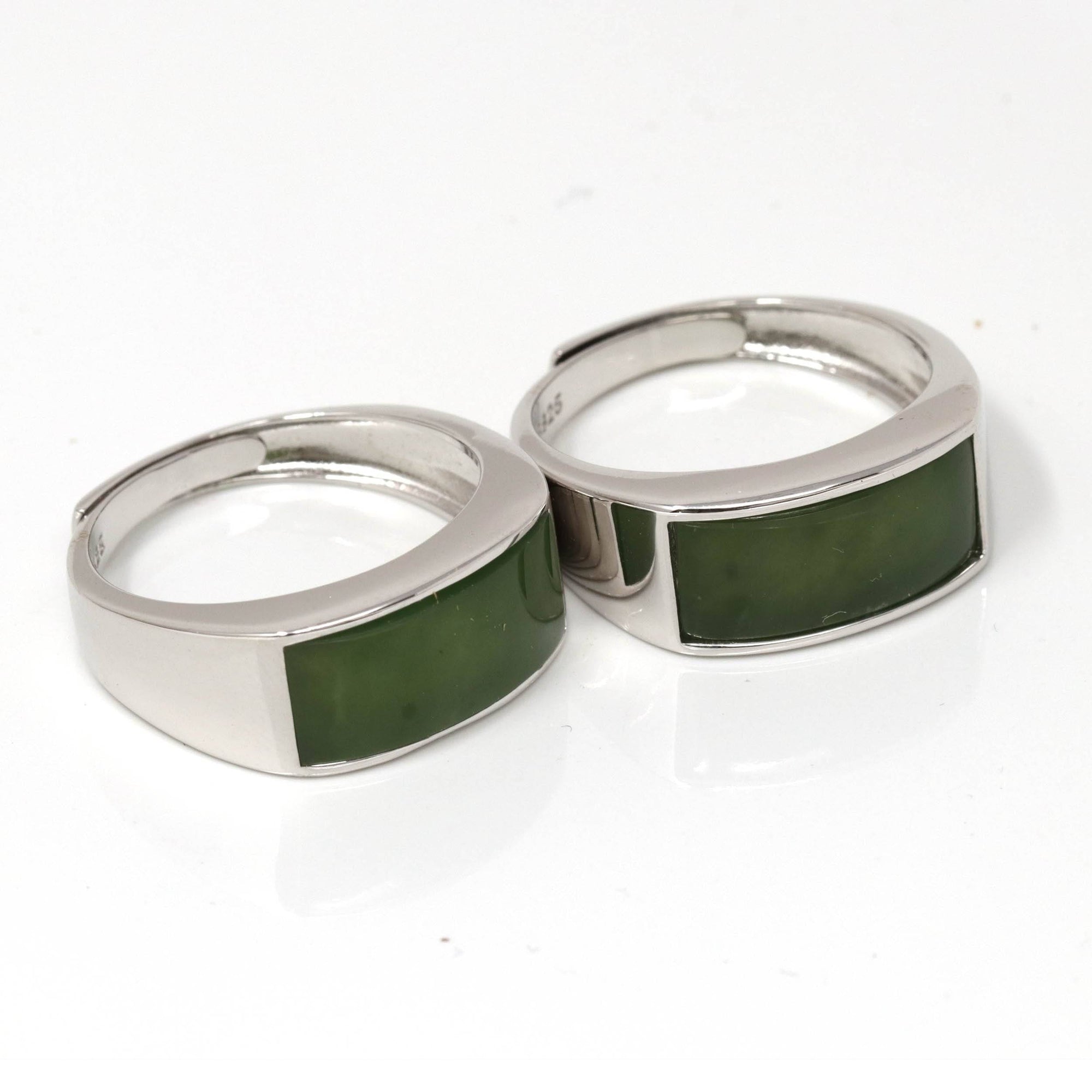 Baikalla Jewelry Jade Ring Baikalla™ &quot;Signature Signet&quot; Sterling Silver Real Green Nephrite Jade Classic Men&#39;s Ring