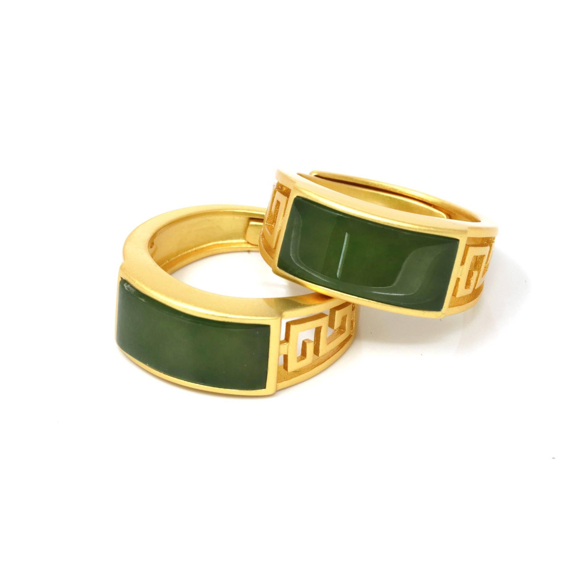 Baikalla Jewelry Jade Ring Baikalla™ "Classic Signet" Gold Plated Sterling Silver Real Green Jade Classic Men's Ring