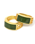 Baikalla Jewelry Jade Ring Baikalla™ "Classic Signet" Gold Plated Sterling Silver Real Green Jade Classic Men's Ring