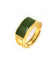 Baikalla Jewelry Jade Ring Baikalla™ "Classic Signet" Gold Plated Sterling Silver Real Green Jade Classic Men's Ring