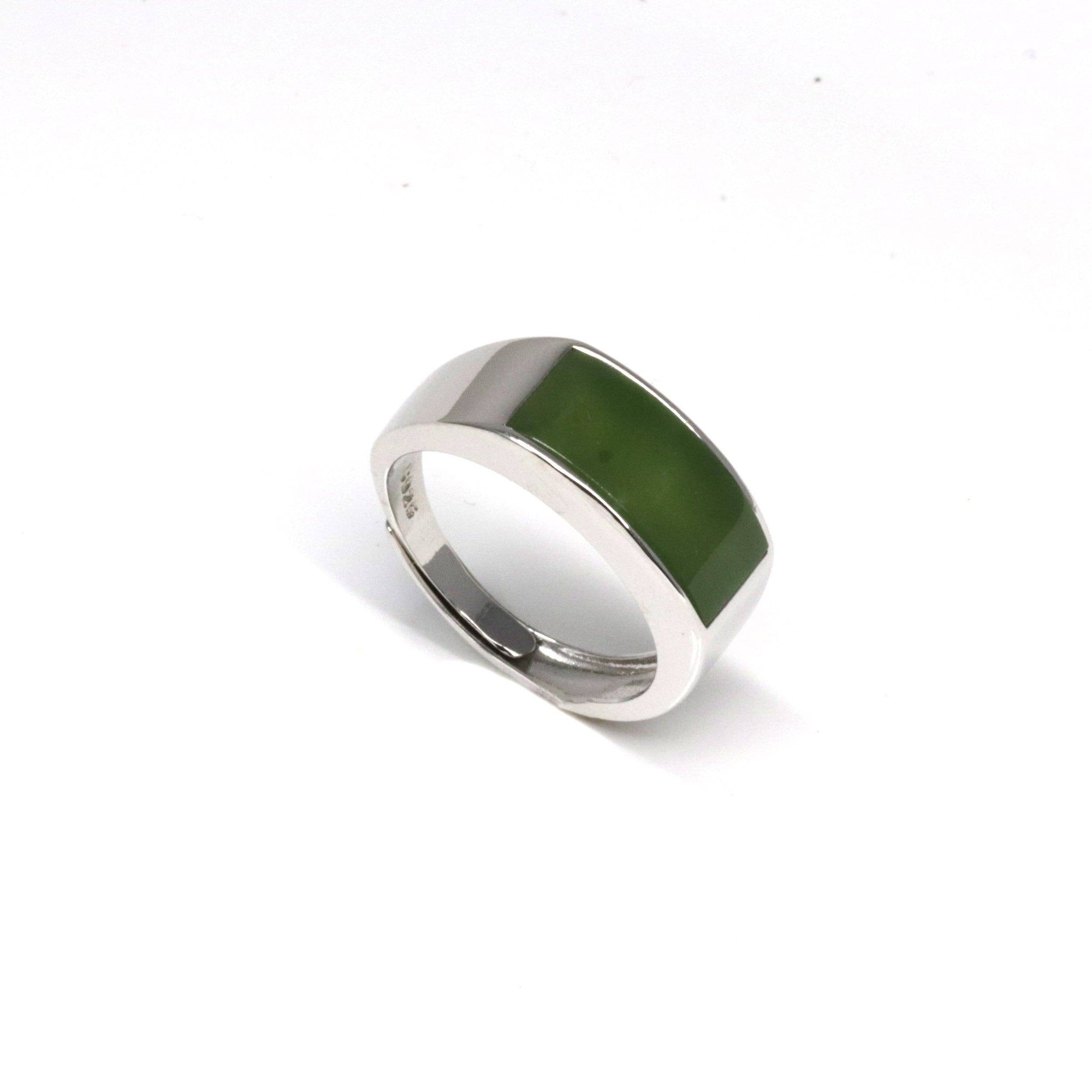 Baikalla Jewelry Jade Ring Baikalla™ &quot;Signature Signet&quot; Sterling Silver Real Green Nephrite Jade Classic Men&#39;s Ring