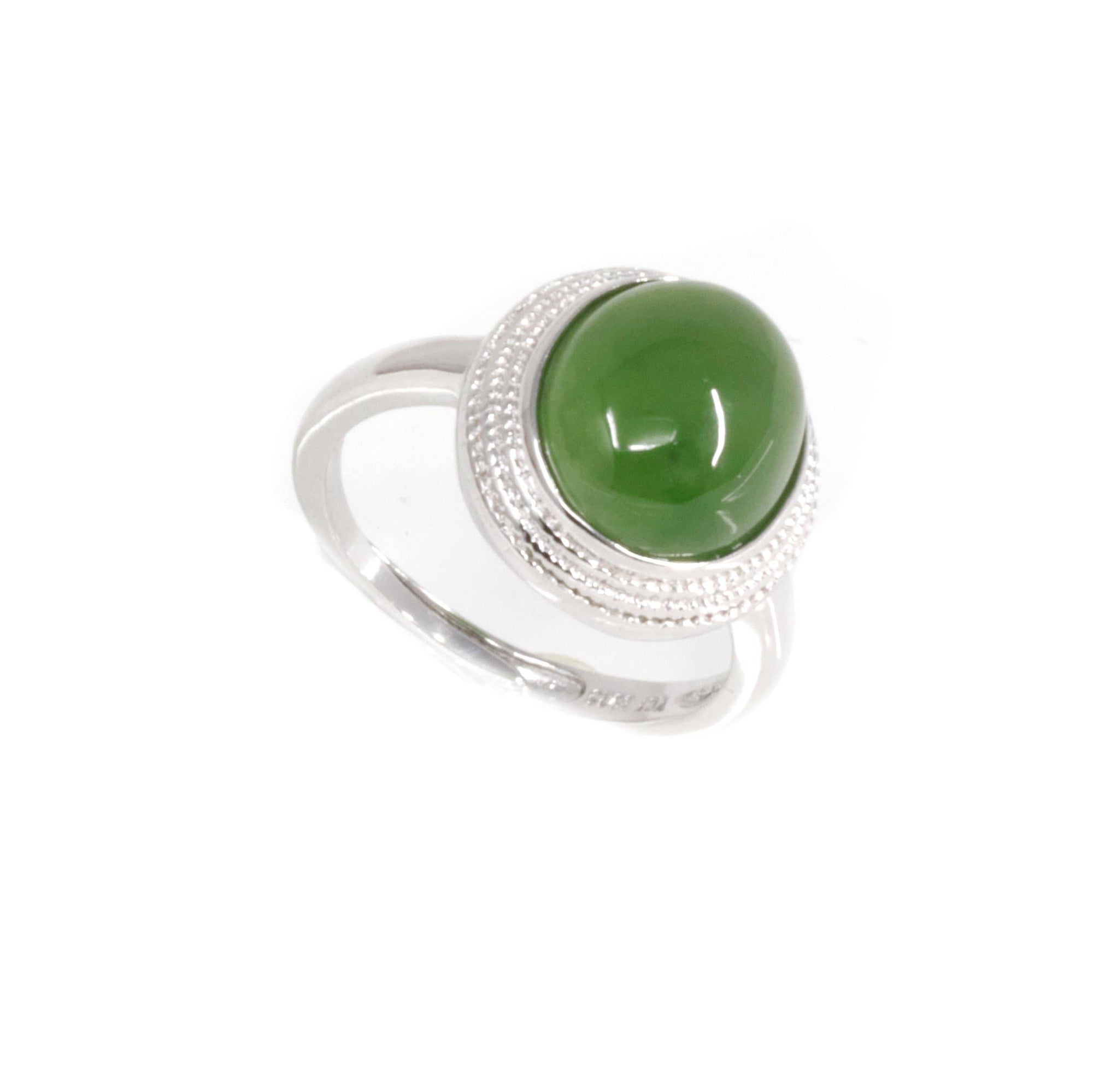 Baikalla Jewelry Jade Ring Baikalla™ "Classic Oval" Sterling Silver Real Green Nephrite Jade Classic Ring For Her