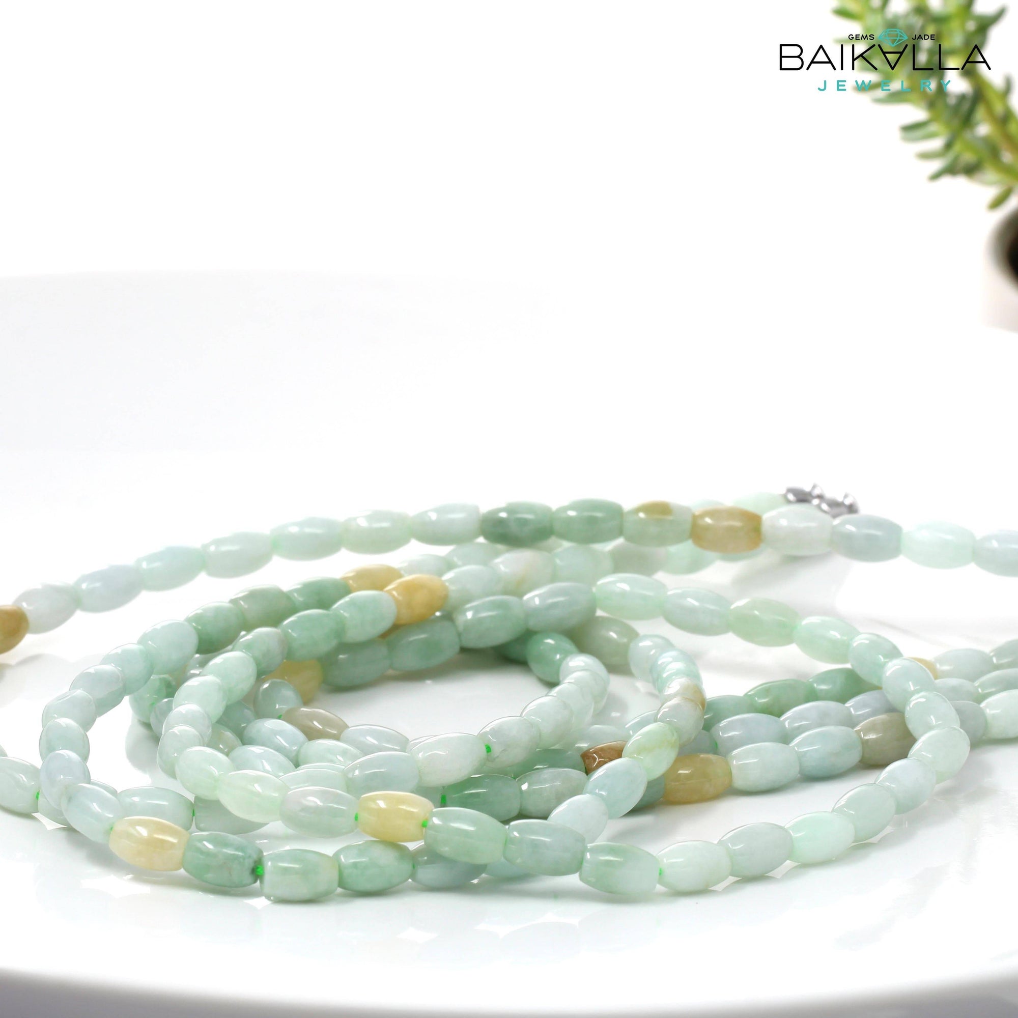 Baikalla Jewelry Genuine Jadeite Jade Beads Necklace 18 inch