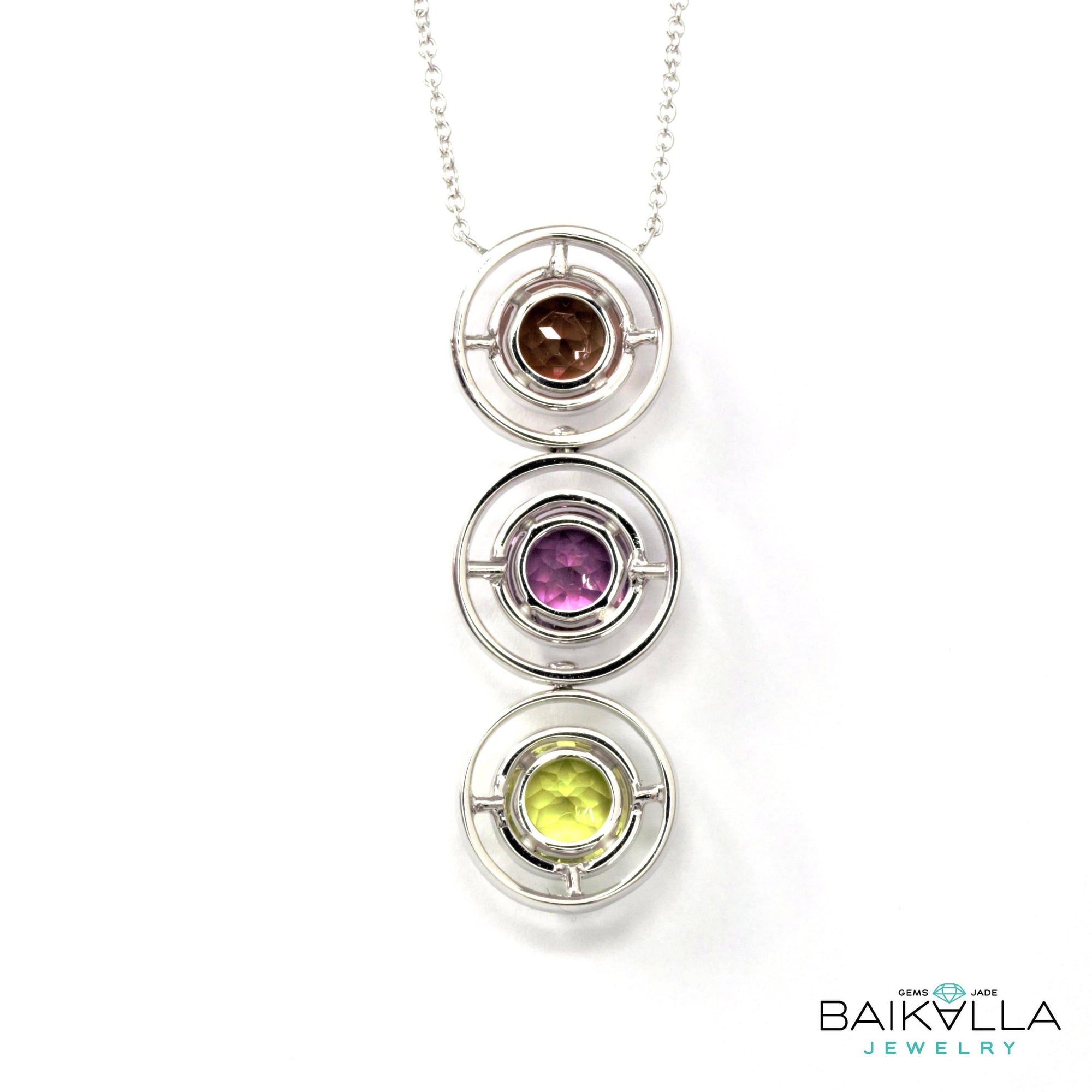 Baikalla Jewelry Gemstone Pendant Necklace Baikalla™ &quot;Veronica &quot; 14k Gold Natural Multi-Color Gemstones ( Sunstone .Garnet. Peridot. ) Pendant Necklace