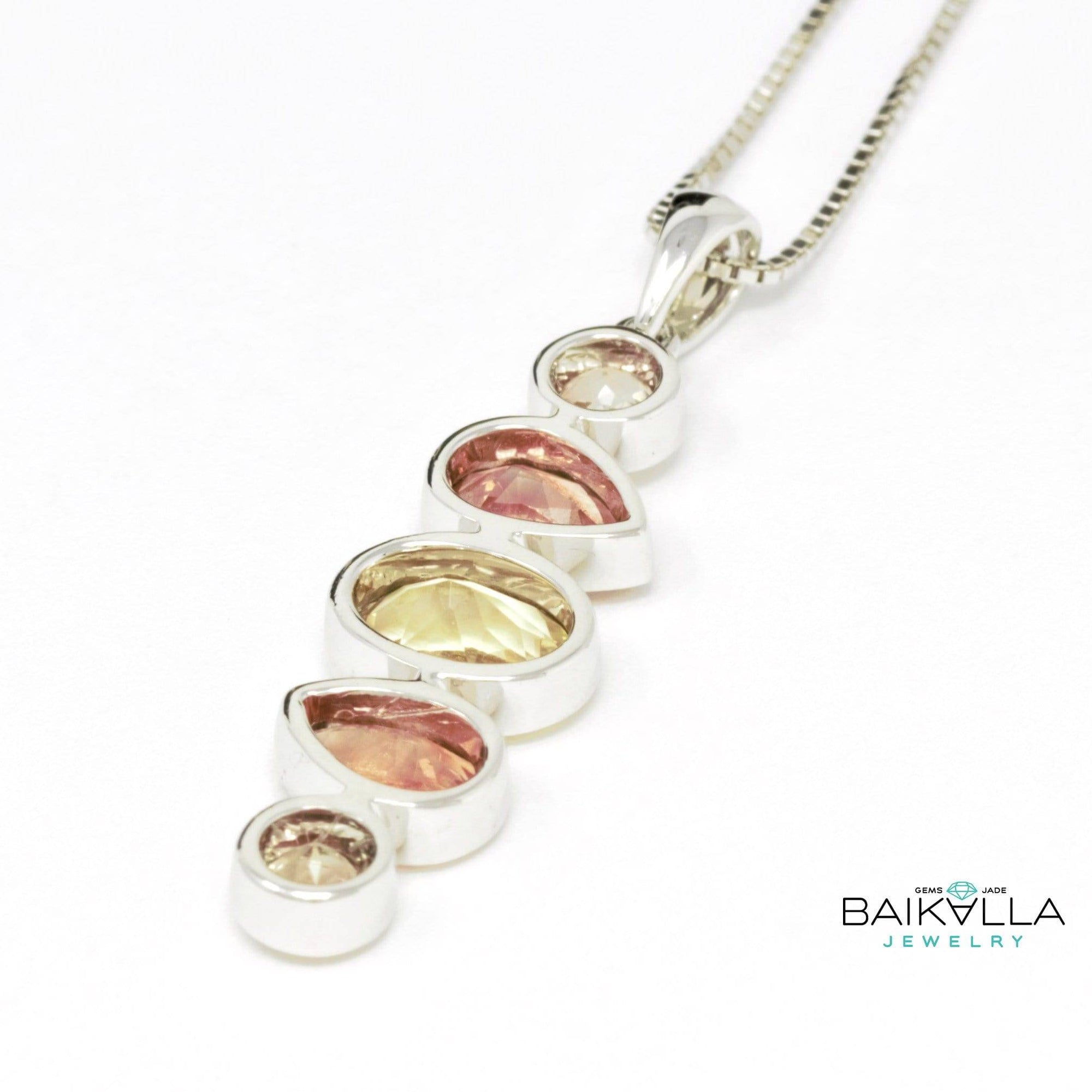 Baikalla Jewelry Gold Gemstone Necklace Pendant with Gold Chain Baikalla™ &quot;Savannah&quot; 14k Gold Natural  5 Oregon Sunstones Pendant Necklace