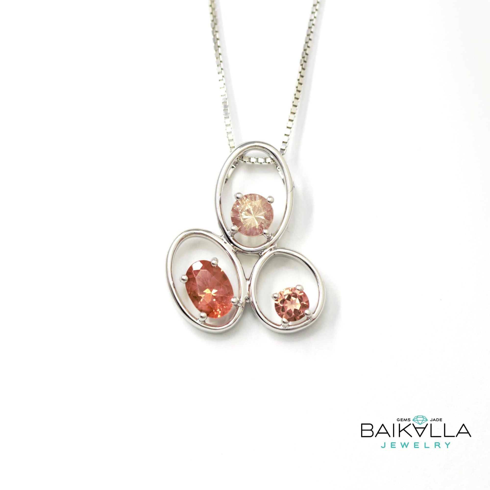 Baikalla Jewelry Gemstone Pendant Necklace Pendant Only Baikalla™ "Charlotte" 14k Gold 3 Oregon Sunstones Pendant Necklace