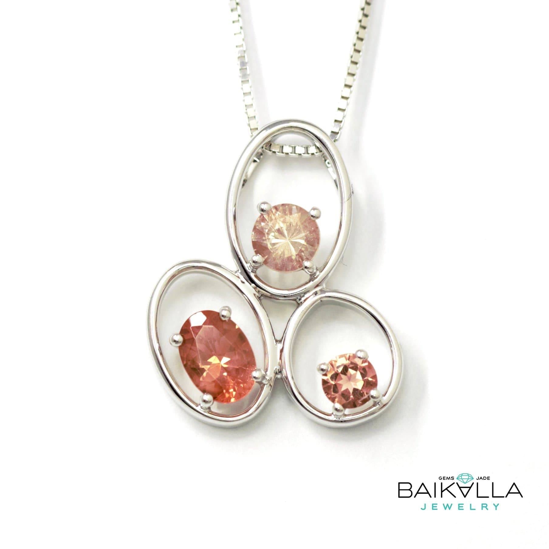 Baikalla Jewelry Gemstone Pendant Necklace Pendant with 14k Gold Chain Baikalla™ &quot;Charlotte&quot; 14k Gold 3 Oregon Sunstones Pendant Necklace