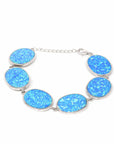 Baikalla Jewelry "Ann" Sterling Silver Lab-Created Oval Opal Bracelet