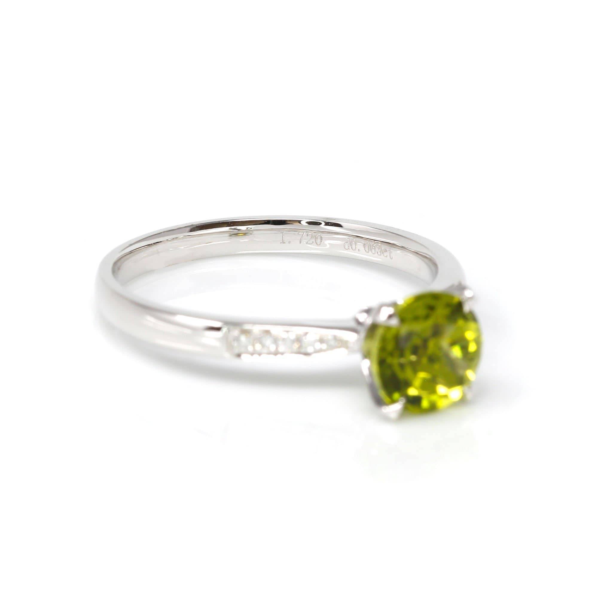 Baikalla Jewelry 18k Gold Peridot Ring Baikalla™ 14k White Gold Natural Round Brilliant Peridot Diamond Anniversary Ring 