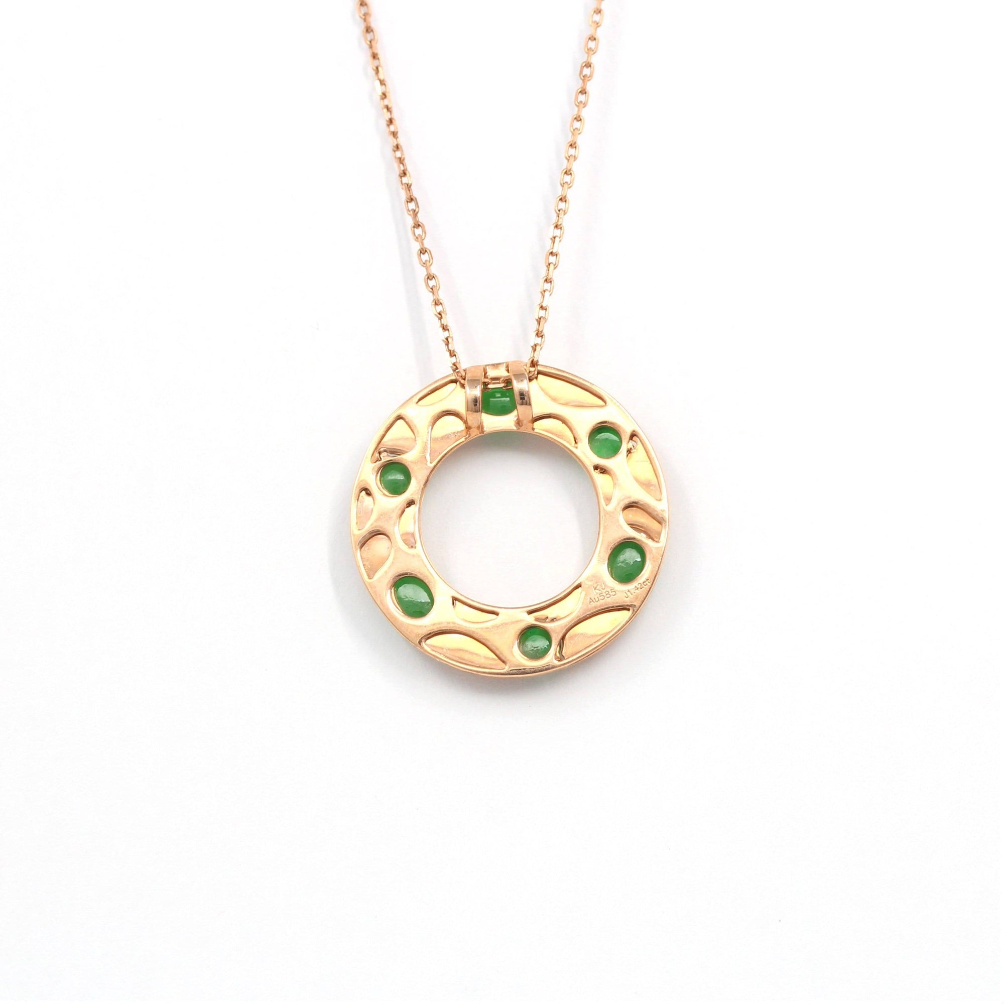 Baikalla Jewelry God Jadeite Necklace Baikalla™ &quot;Alexandra&quot; 14k Rose Gold &amp; Genuine Imperial Jadeite Pendant Necklace