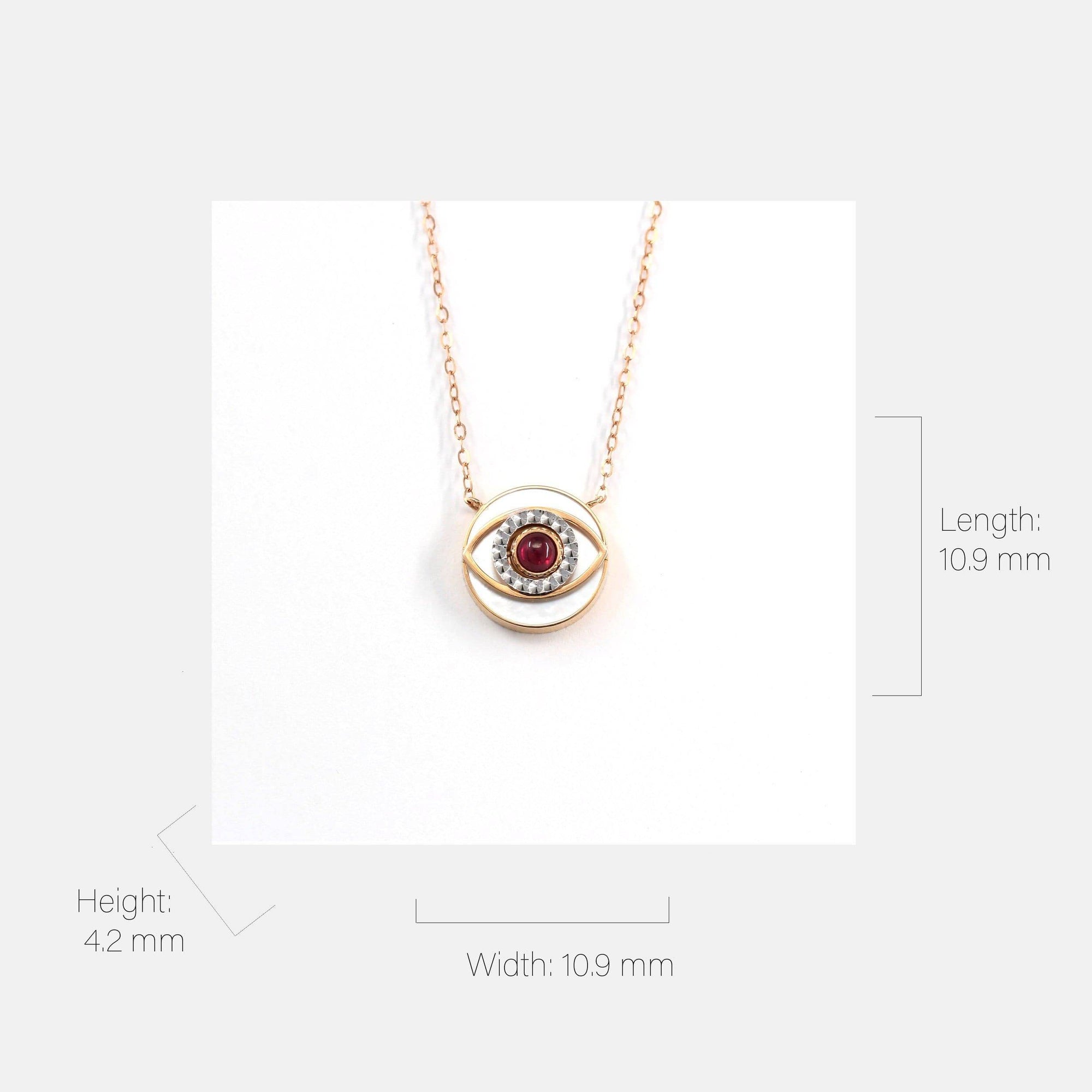 Baikalla Jewelry Gemstone Pendant Necklace Baikalla™ 18K Rose Gold &amp; Ruby Diamond Evil Eyes Pendant Necklace (4 in 1)