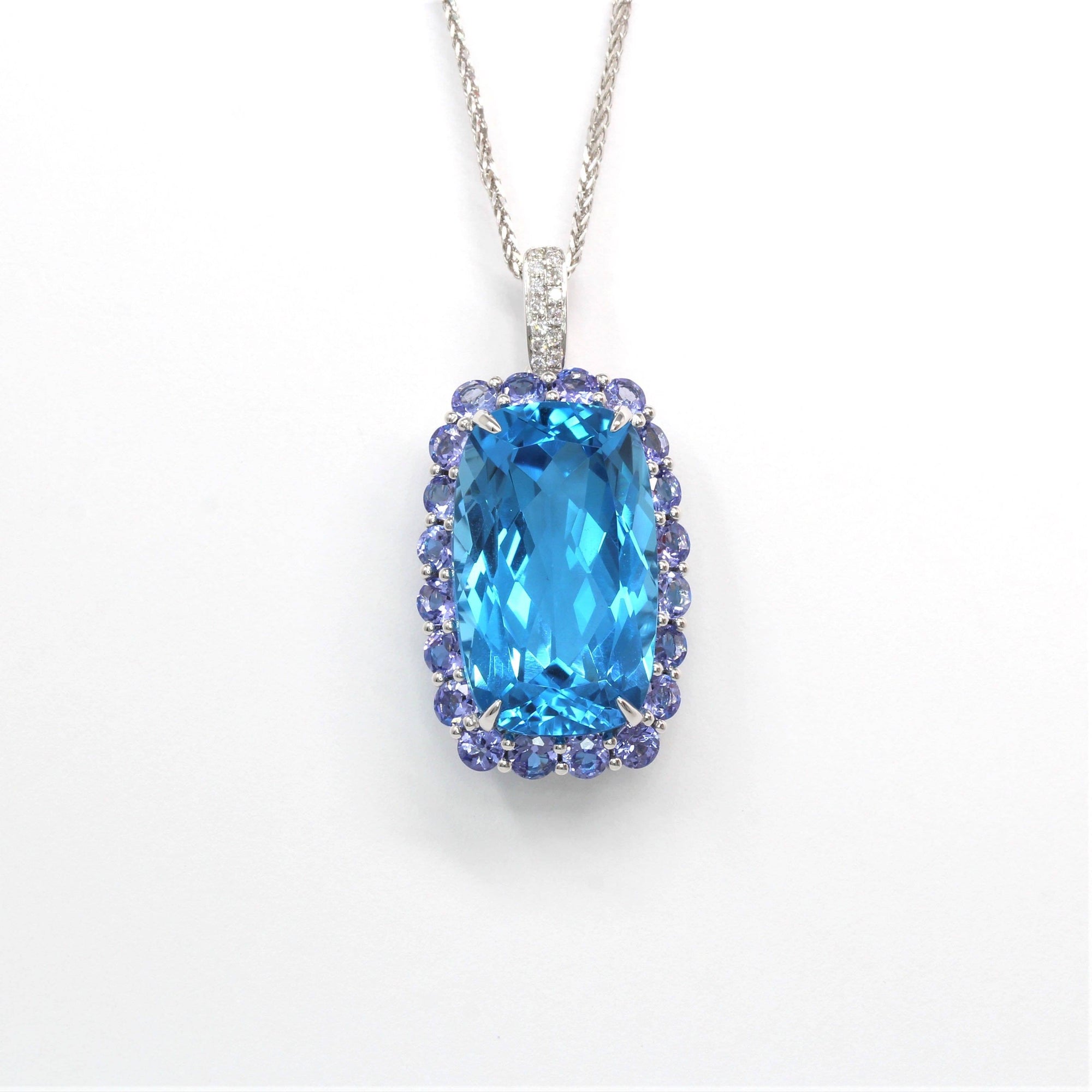 Baikalla Jewelry Gemstone Pendant Necklace 18k White Gold Topaz Pendant Necklace