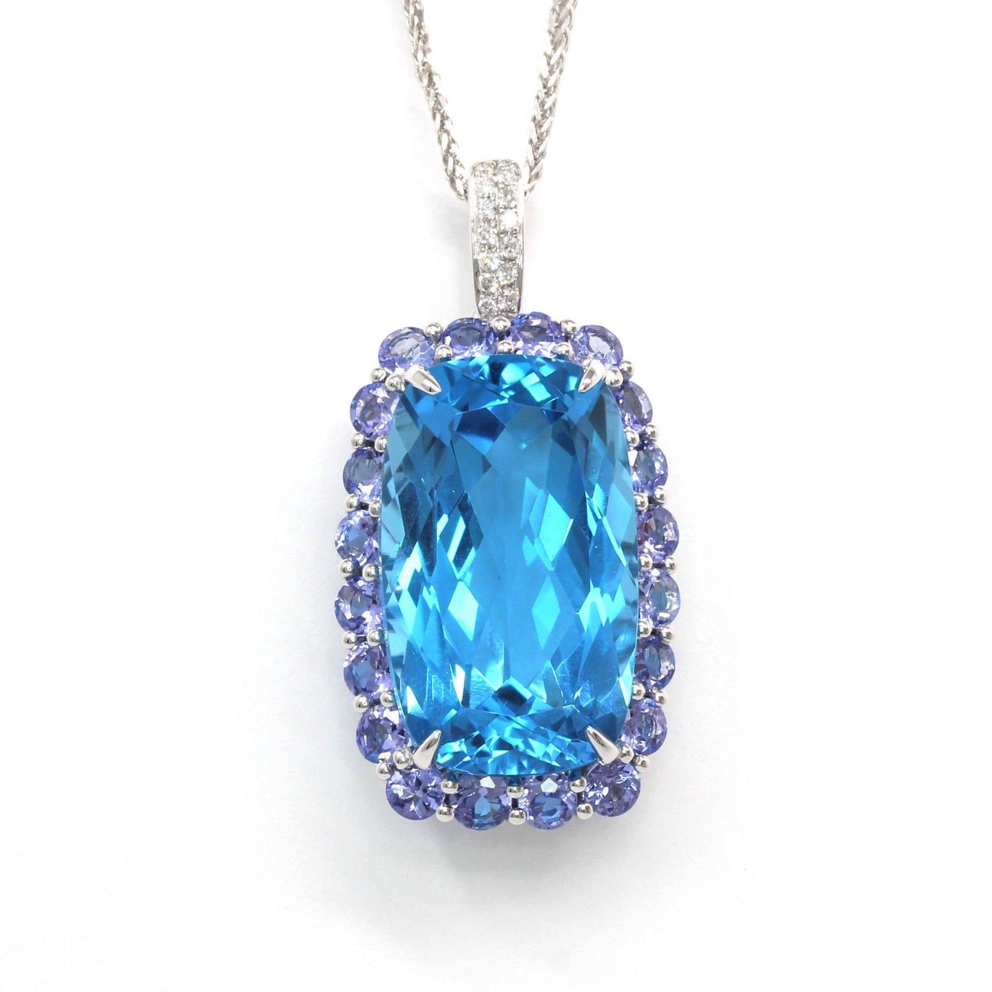 Baikalla Jewelry Gemstone Pendant Necklace 18k White Gold Topaz Pendant Necklace