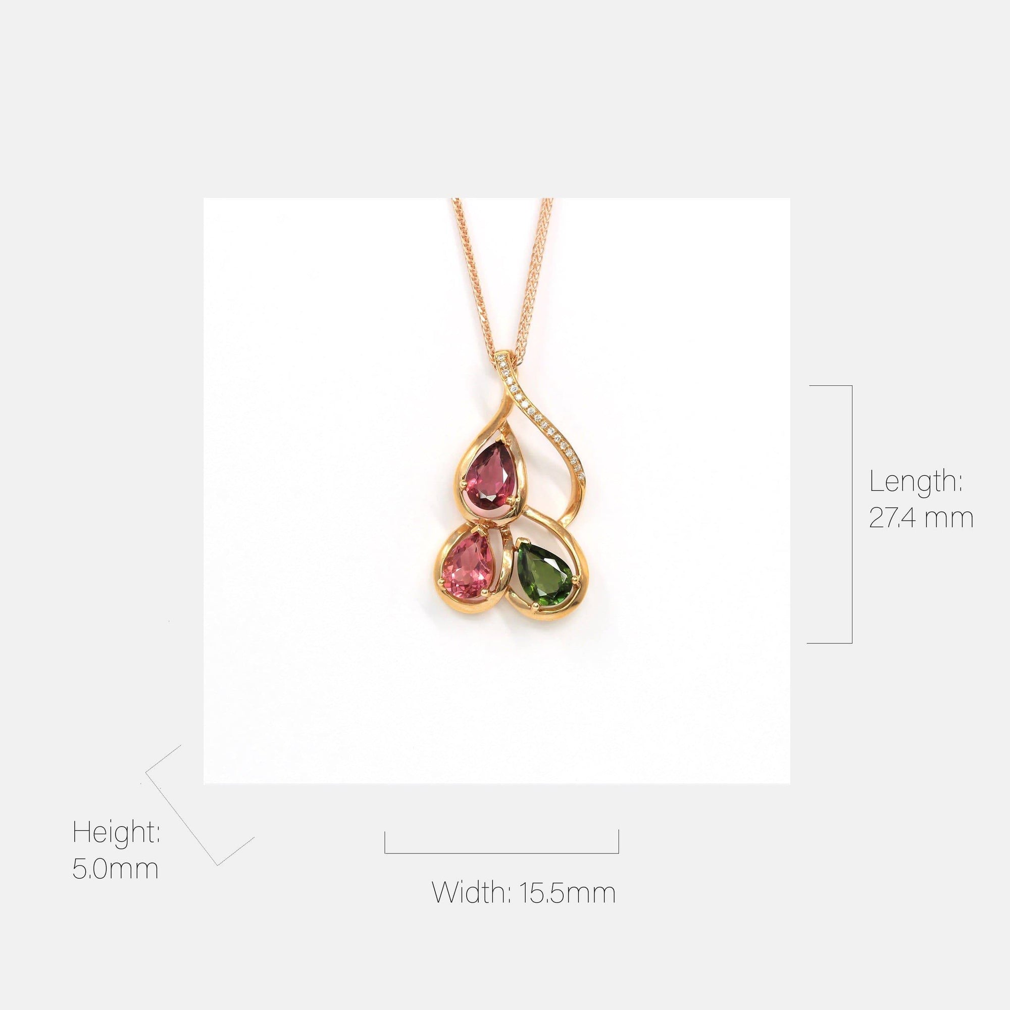 Baikalla Jewelry Gemstone Pendant Necklace Baikalla™ 18k Rose Gold &amp; Natural Tourmaline Pendant Necklace