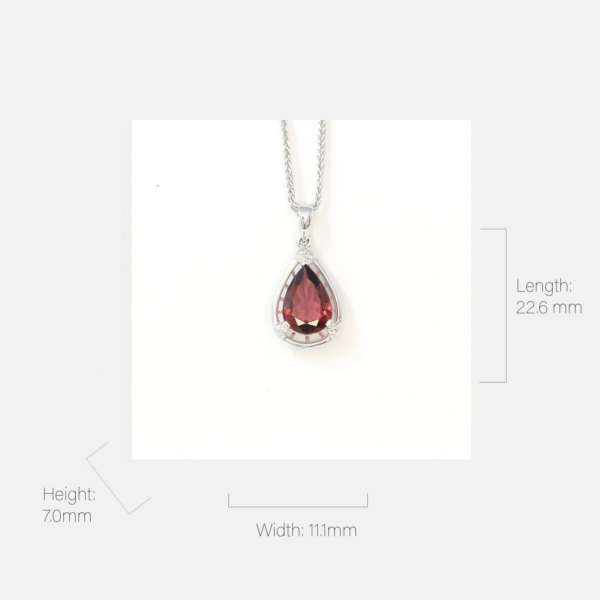 Baikalla Jewelry Gold Gemstone Pendant 18k White Gold Tourmaline &amp; Diamonds Tear Drop Pendant Necklace