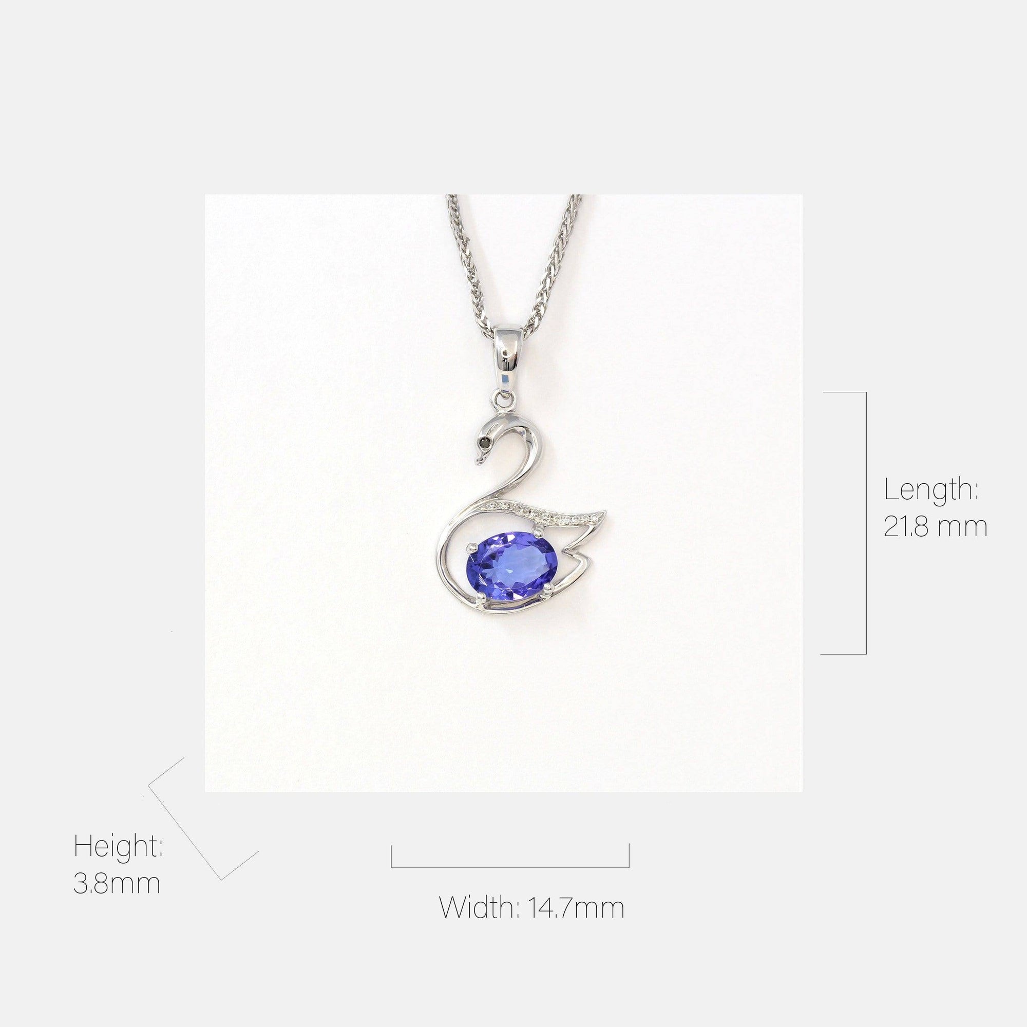 Baikalla Jewelry Gemstone Pendant Necklace Baikalla™ "Love Swan" 18k White Gold & Genuine Tanzanite Swan Pendant Necklace