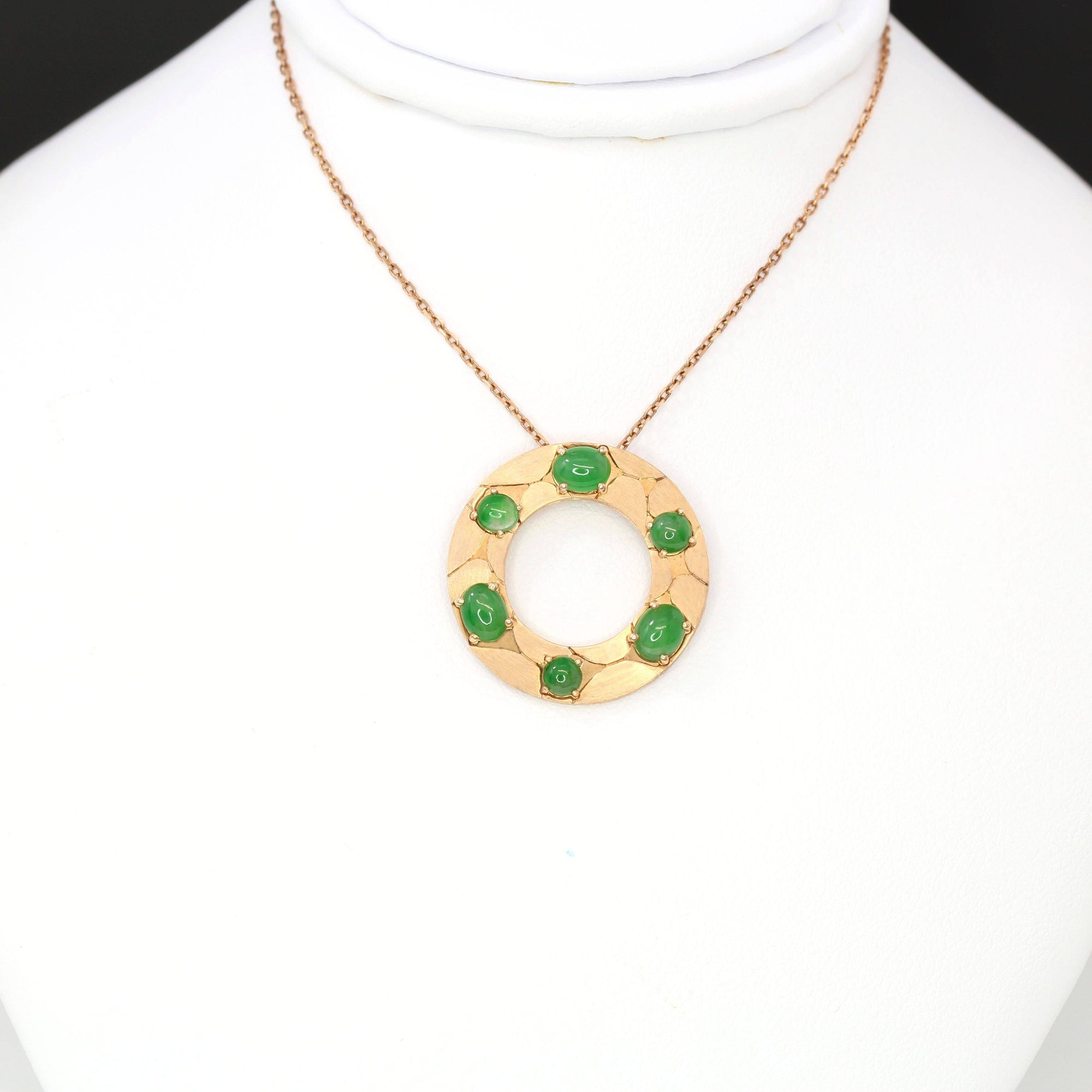 Baikalla Jewelry God Jadeite Necklace Baikalla™ &quot;Alexandra&quot; 14k Rose Gold &amp; Genuine Imperial Jadeite Pendant Necklace