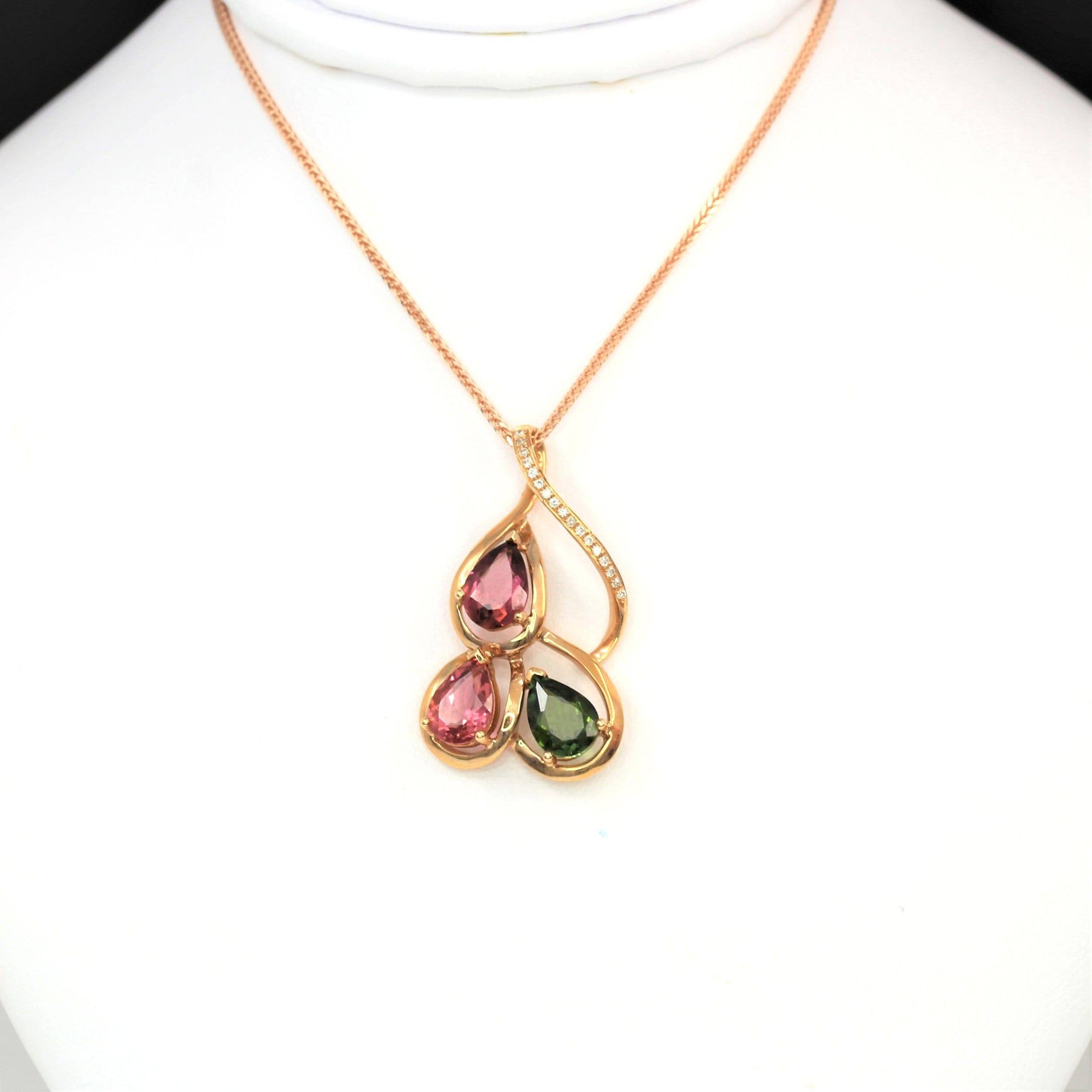 Baikalla Jewelry Gemstone Pendant Necklace Baikalla™ 18k Rose Gold &amp; Natural Tourmaline Pendant Necklace