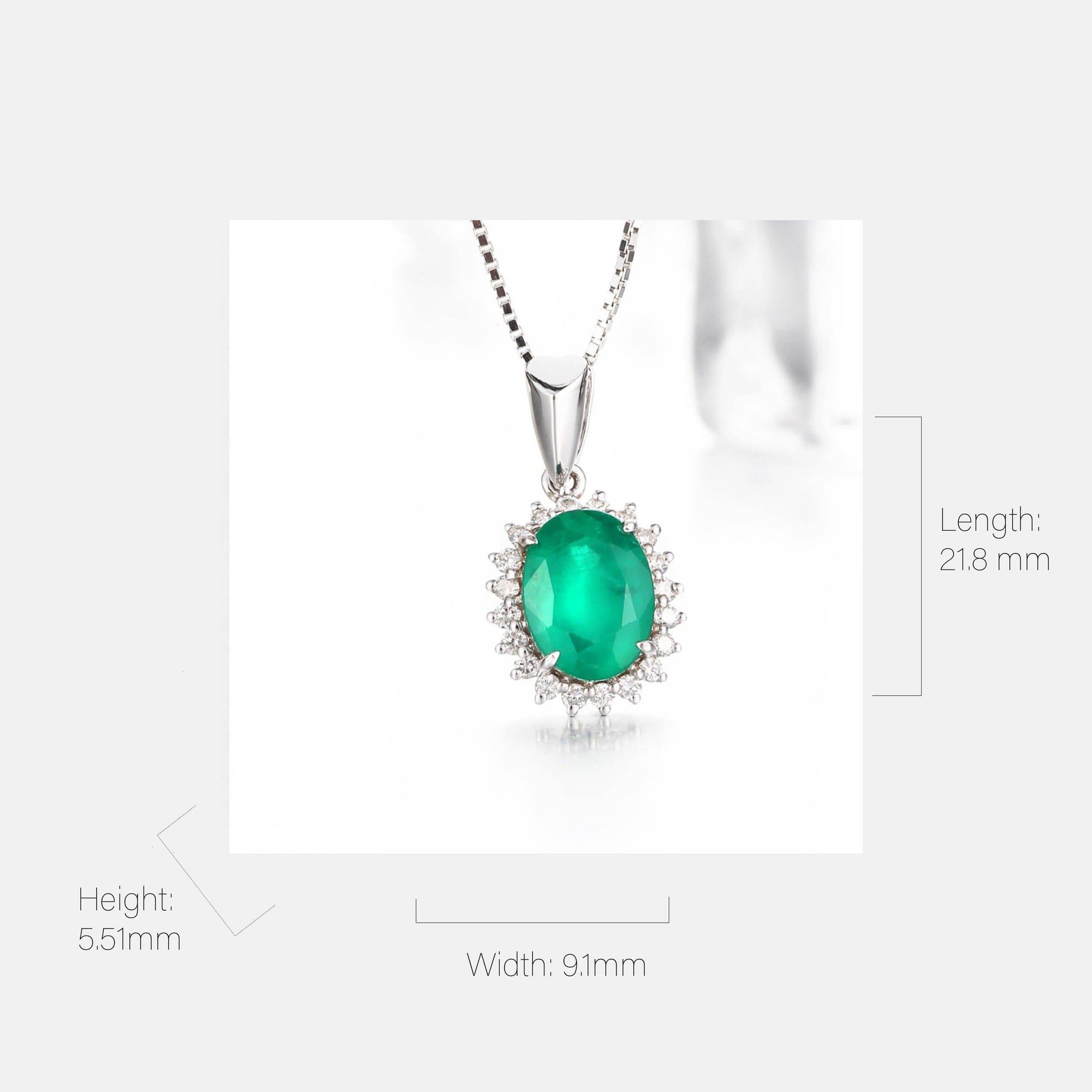 Baikalla Jewelry Emerald Pendant Necklace 18K White Gold Emerald & 1/6 CTW Diamond Pendant Necklace