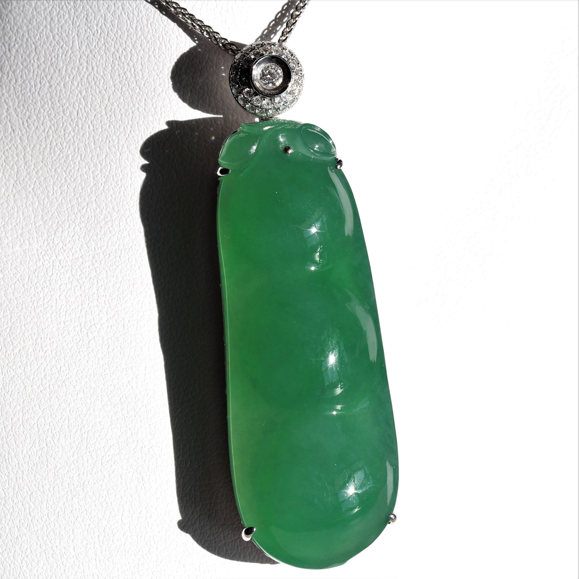 Baikalla Jewelry God Jadeite Necklace "Lucky Green Pea" High End Imperial Jadeite Baikalla Jewelry Signature Pendant