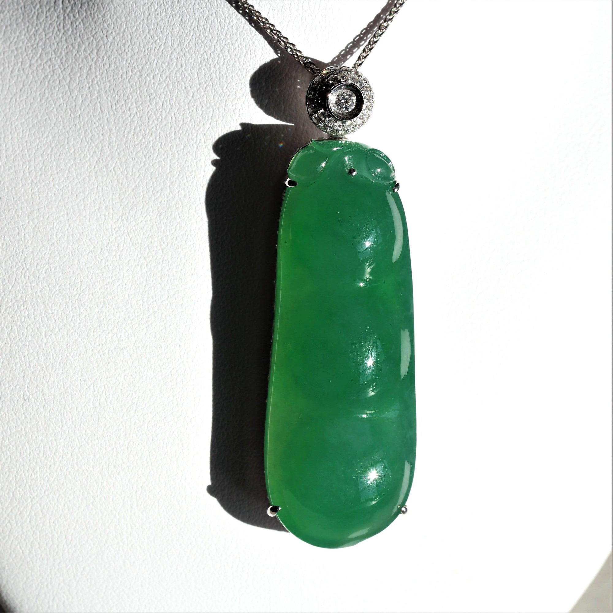 Baikalla Jewelry God Jadeite Necklace "Lucky Green Pea" High End Imperial Jadeite Baikalla Jewelry Signature Pendant