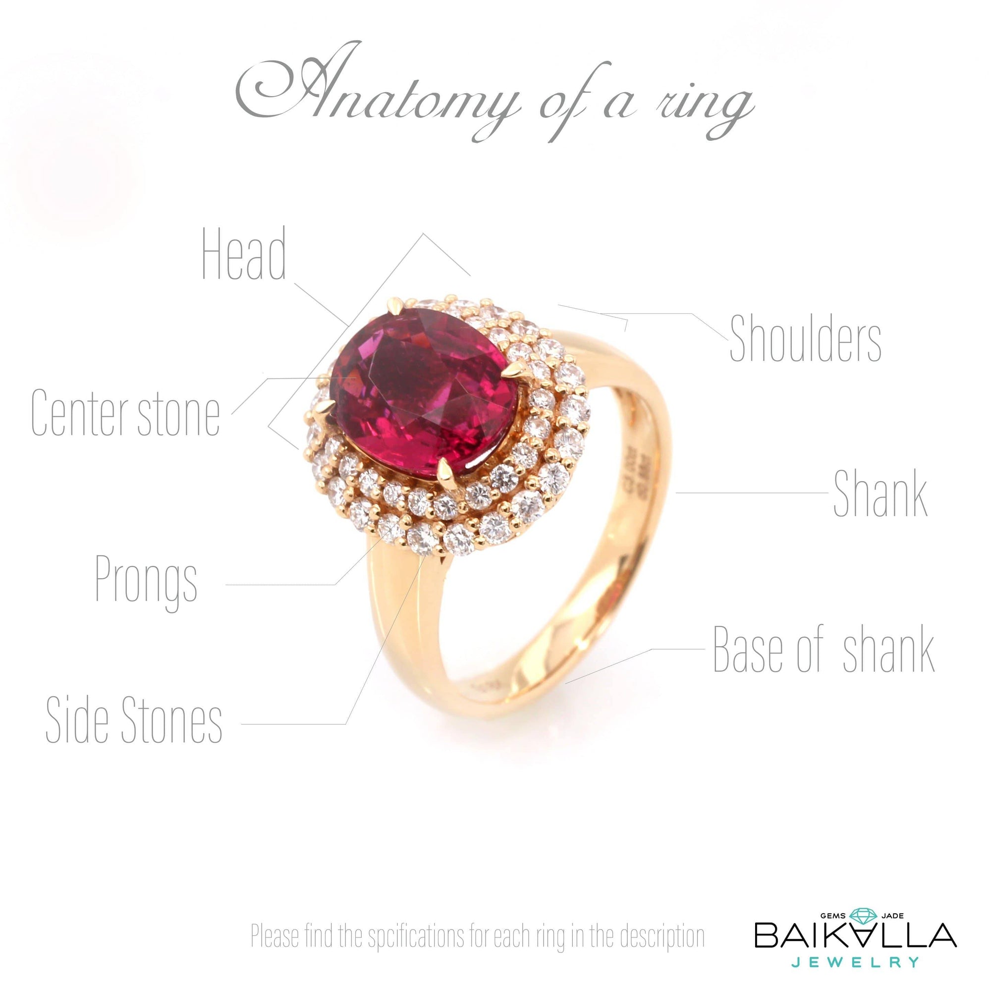 Baikalla Jewelry Gold Amethyst Ring 18k Rose Gold Genuine Oval Amethyst Ring with Diamonds Halo