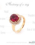 Baikalla Jewelry Gold Amethyst Ring 18k Rose Gold Genuine Oval Amethyst Ring with Diamonds Halo