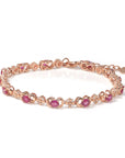 Baikalla Jewelry Gold Ruby Bracelet 18K Rose Gold Natural Ruby and Diamond Bypass Hing Bracelet