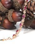 Baikalla Jewelry Gold Ruby Bracelet 18K Rose Gold Natural Ruby and Diamond Bypass Hing Bracelet