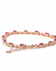 Baikalla Jewelry Gold Ruby Bracelet 18K Rose Gold Natural Ruby and Diamond Bypass Hing Bracelet