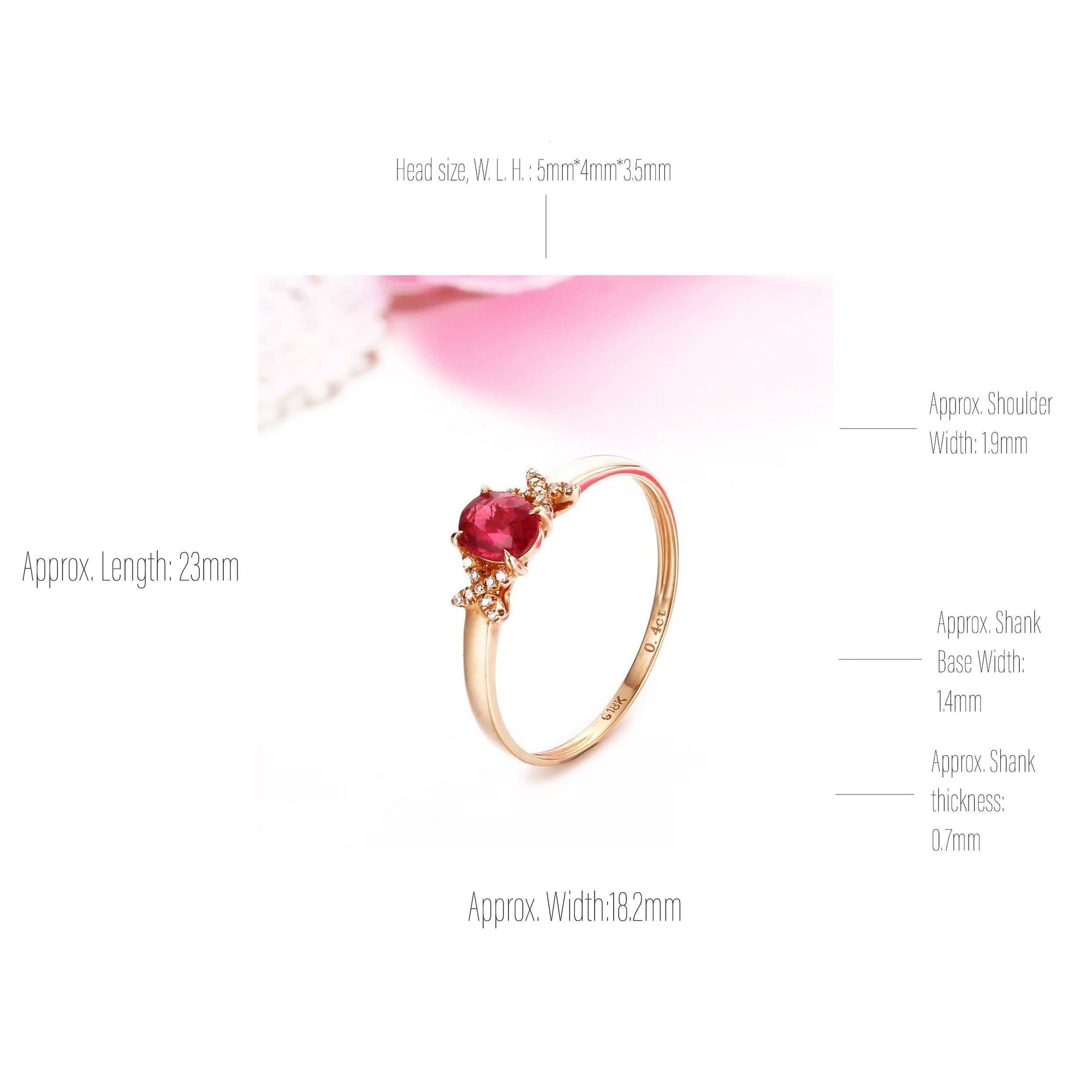 Baikalla Jewelry Gold Ruby Ring Baikalla™ 18k Rose Gold &amp; Natural A Ruby ( 2/5 ct )Ring With Diamonds