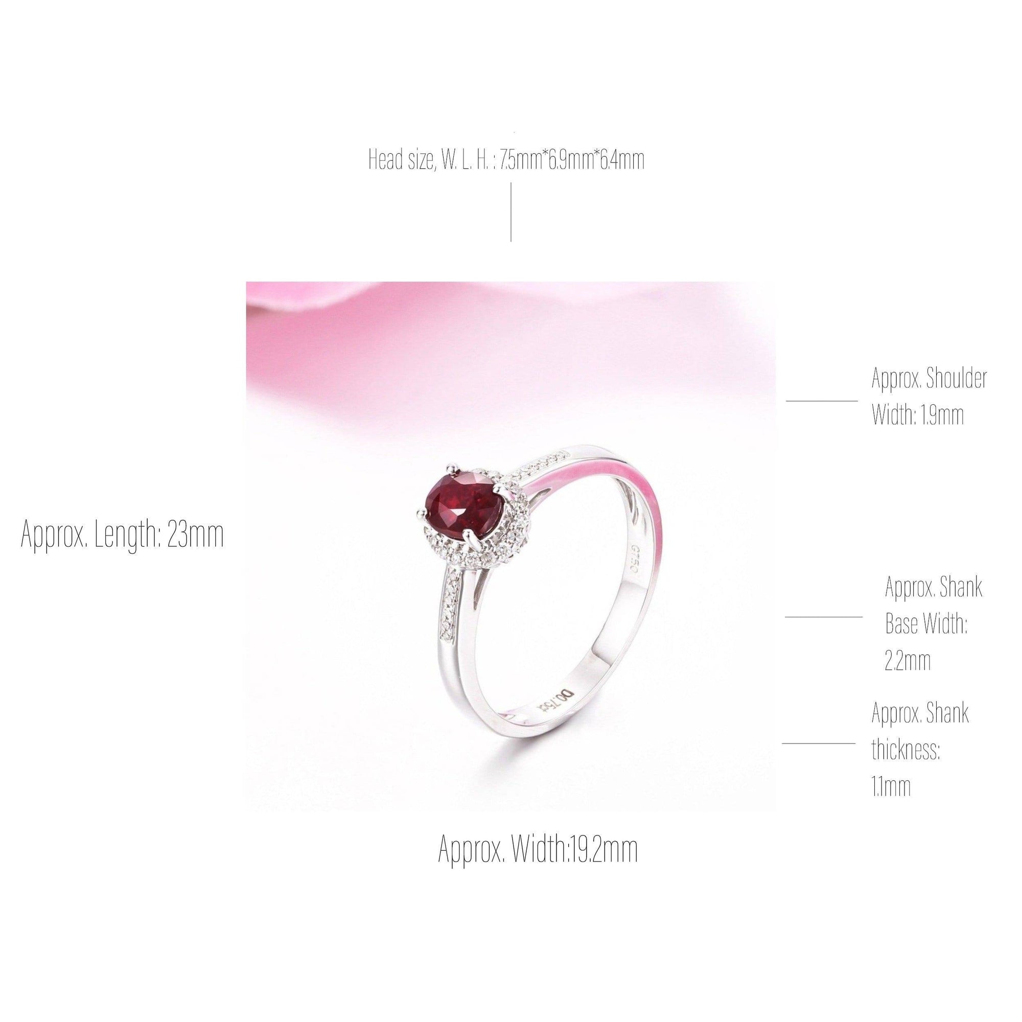 Baikalla Jewelry Gold Ruby Ring 18k White Gold & Natural A 3/4 Ruby Ring with Diamonds