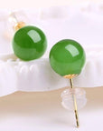 Baikalla Jewelry Gold Jade Earrings 6 mm / 18K Yellow Solid Gold Baikalla™ "Classic Jade Stud" 18K Gold Genuine Nephrite Green Jade Beads (high quality) Earrings